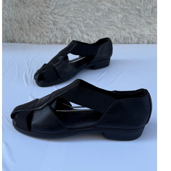 Airspree Women's Black Sandals Slip On Leather Size 7 summer - Picture 2 of 11